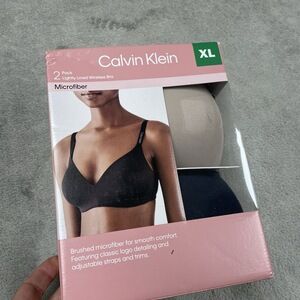 Calvin Klein Women's XL Lightly Lined Wireless Bra Ostrich/Shore d1151